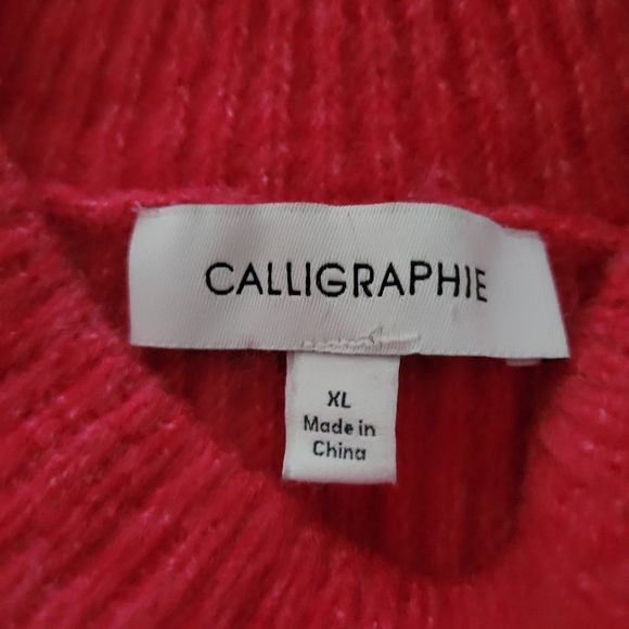 Calligraphie Mock Neck Sweater • Pink Heather • Jeweled Accents • X-LARGE - Picture 5 of 6